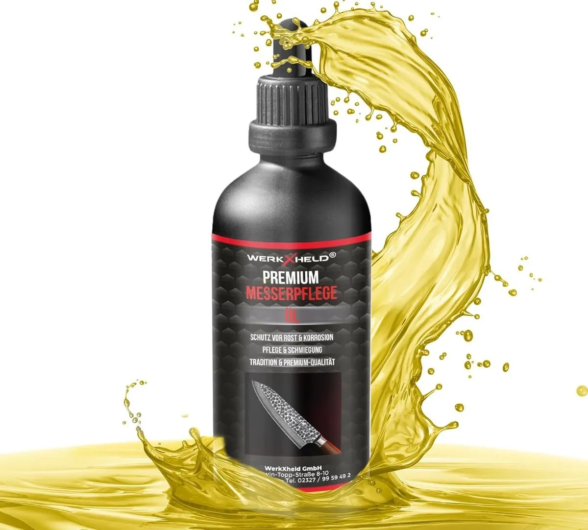 WerkXheld Messeröl 100 ml Premium Pflegeöl in schwarzer