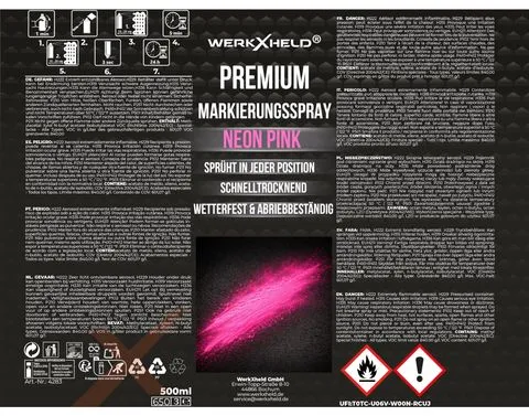 WerkXheld Markierungsspray Neon Pink 500 ml mit 360°